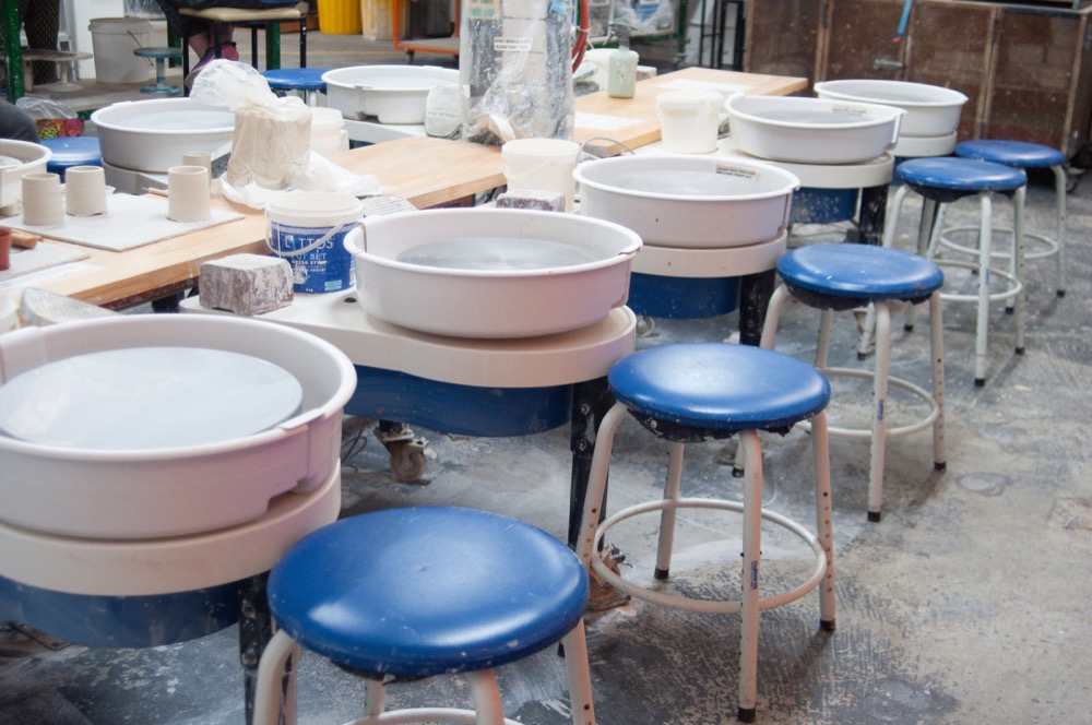 Pottery wheels and stools at Northcote Pottery Supplies