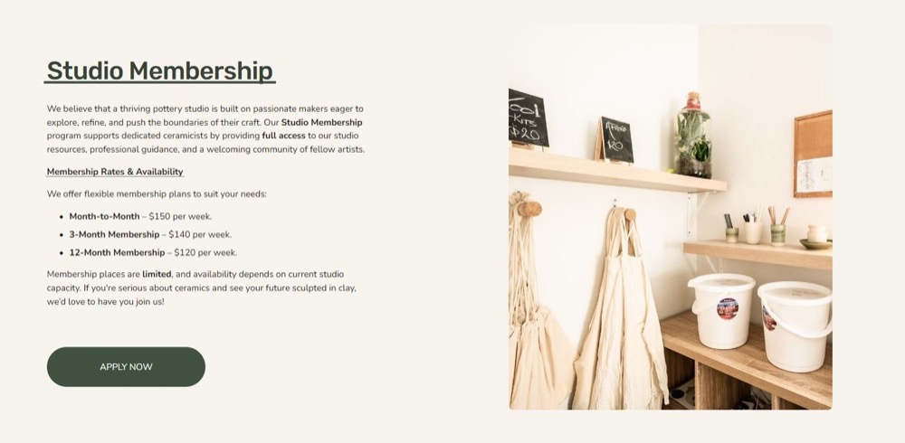 Studio membership promotional image from Richard Tomaino Ceramics